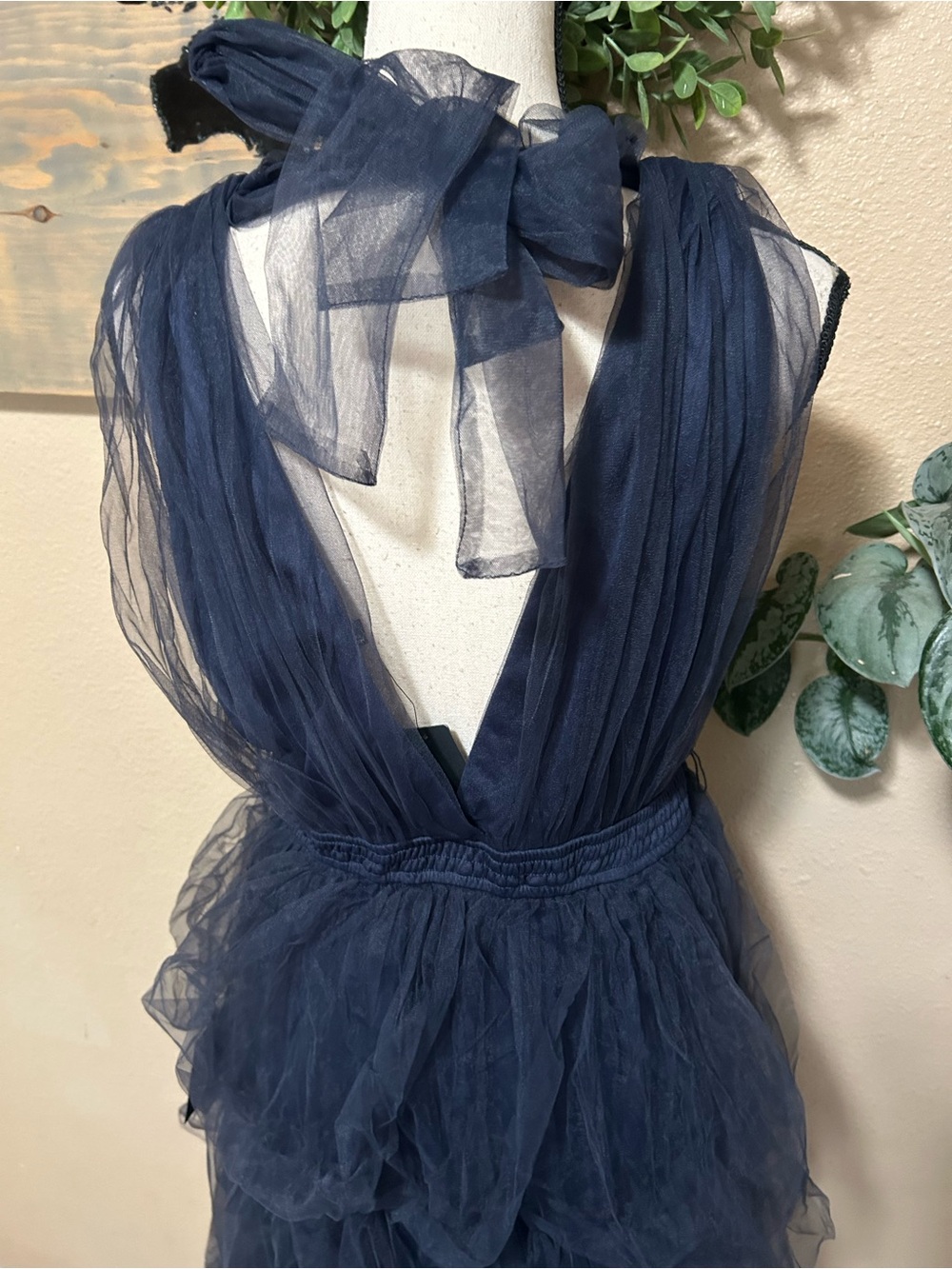 Lulus Flawless Arrival Navy Blue Tulle Tie-Strap Tiered Maxi Dress - Picture 6 of 9